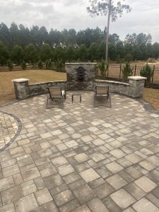 paver patio retaining wall water feature