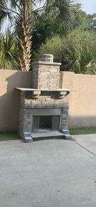 stone paver fireplace concrete patio myrtle beach