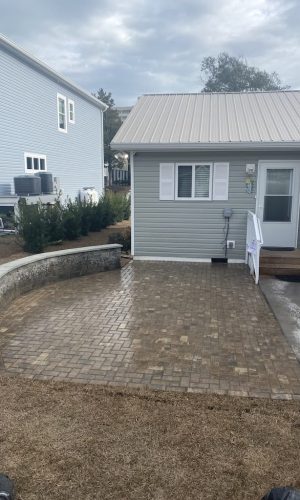 back yard paver patio and retaining wall