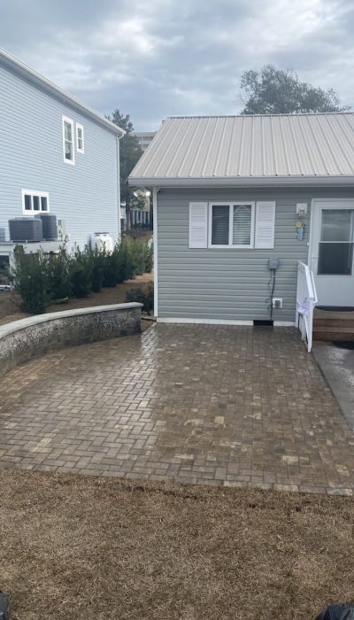 back yard paver patio and retaining wall