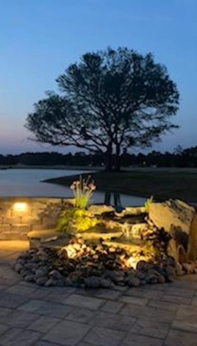 paver patio retaining wall water feature myrtle beach