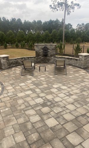 paver patio retaining wall water feature